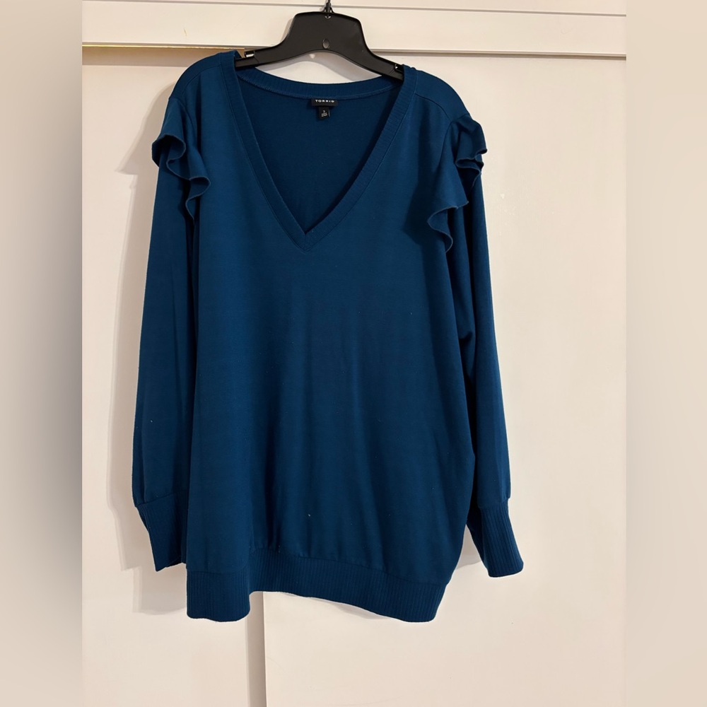 Torrid Teal V-Neck Top